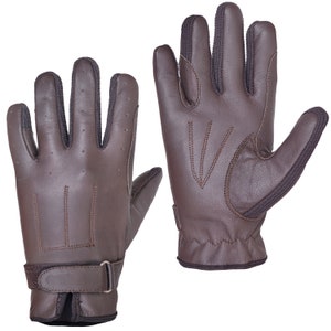 Horse Riding Gloves 100% Genuine Premium Leather Quality New Dark Brown