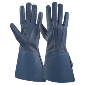 Gantelets / GANTS en cuir souple Piper drummer chevalier templier neufs Blue Leather Gloves