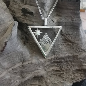 Handmade Sterling Silver Star Mountain Pendant Necklace
