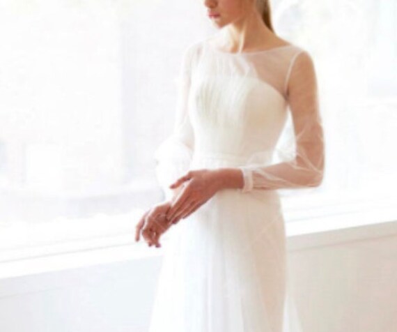 sheer sleeve wedding dress