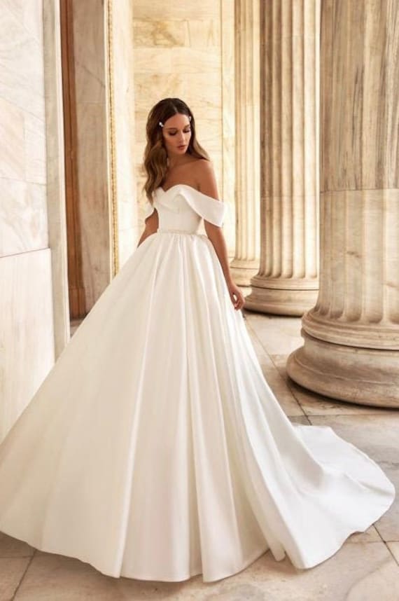 off the shoulder ball dress