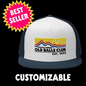 Men&#39;s 50th Birthday Trucker Cap, Old Balls Club Retro Hat Est 1975 for Men