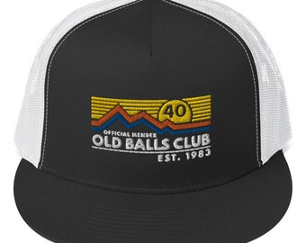 Men&#39;s Custom 40th Birthday Trucker Hat, Old Balls Club 1983 Hat, Personalized Birthday Gift for Him