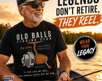 Camiseta divertida de cumpleaños para pescadores: Club de pesca Old Balls, camiseta con año personalizado