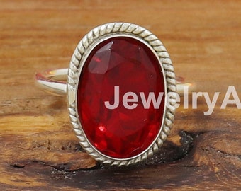Handmade Red Ruby Sterling Silver Ring, Women's Promise Ring