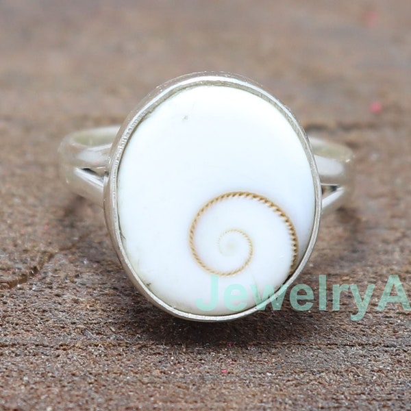 Bague oeil de Shiva, bague coquillage oeil de Shiva, bague en argent sterling, bijoux oeil de Shiva, bague d'été, bague faite main, cadeau d'anniversaire, bague pour femme