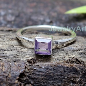 Natural Amethyst Ring, Amethyst Silver Ring, February Birthstone Ring, Sterling Silver Ring, Handmade Ring, Midi Ring, Women&#39;s Silver Ring
