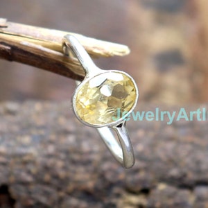 Citrine Ring, Natural Citrine Silver Ring, 925 Sterling Silver Ring, Stackable Ring, Minimalist Ring, Delicate Ring, Womens Ring, Christmas