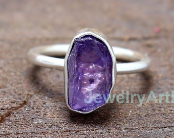 Raw Amethyst Ring, Amethyst Rough Ring, Natural Raw Stone Ring, 925 Silver Ring, Amethyst Silver Ring, Minimalist Ring, Handmade Women Ring