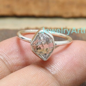 Herkimer Diamond Ring, Natural Raw Diamond Ring, Women Ring Rough Herkimer Diamond Ring, Gift for Mother, 925 silver Ring, Diamond Crystal