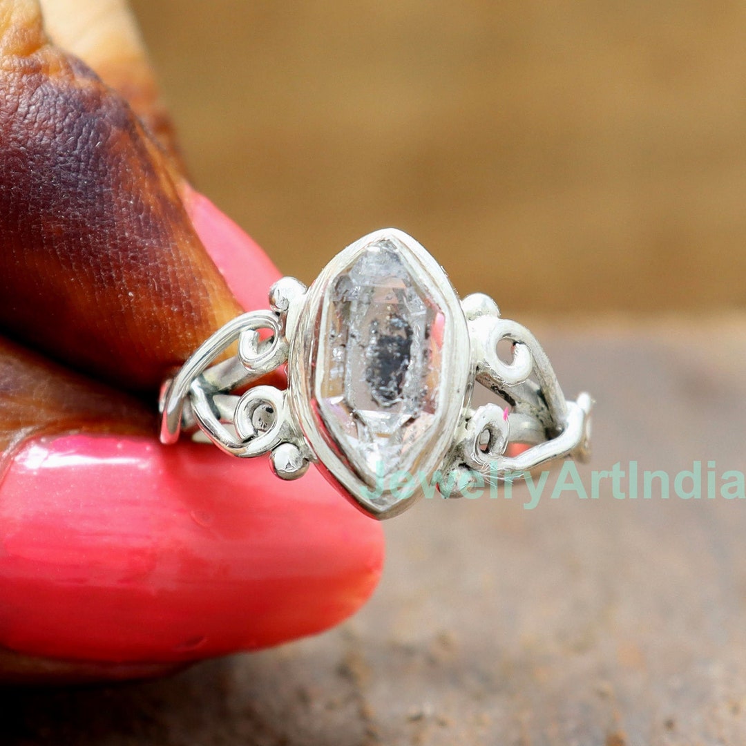 Herkimer Diamond Ring, Raw Diamond Ring, Natural Herkimer Diamond Ring