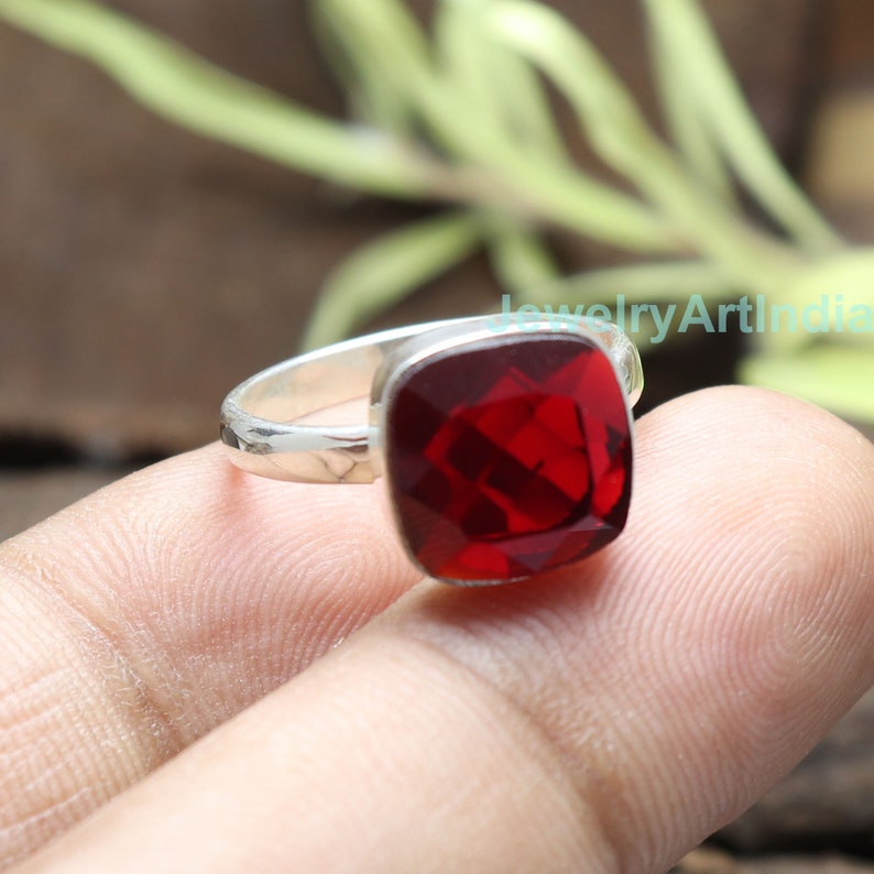 925 Sterling Silver Ring Garnet Silver Ring Anniversary Ring Red Garnet Ring Women/'s Silver Ring Christmas Gift her Silver Man Ring