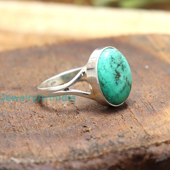 Rainbow Moonstone and Synthetic Turquoise Ring Stacked Design Split Band Rainbow Moonstone and Synthetic Turquoise Ring Stacked Design Split Band