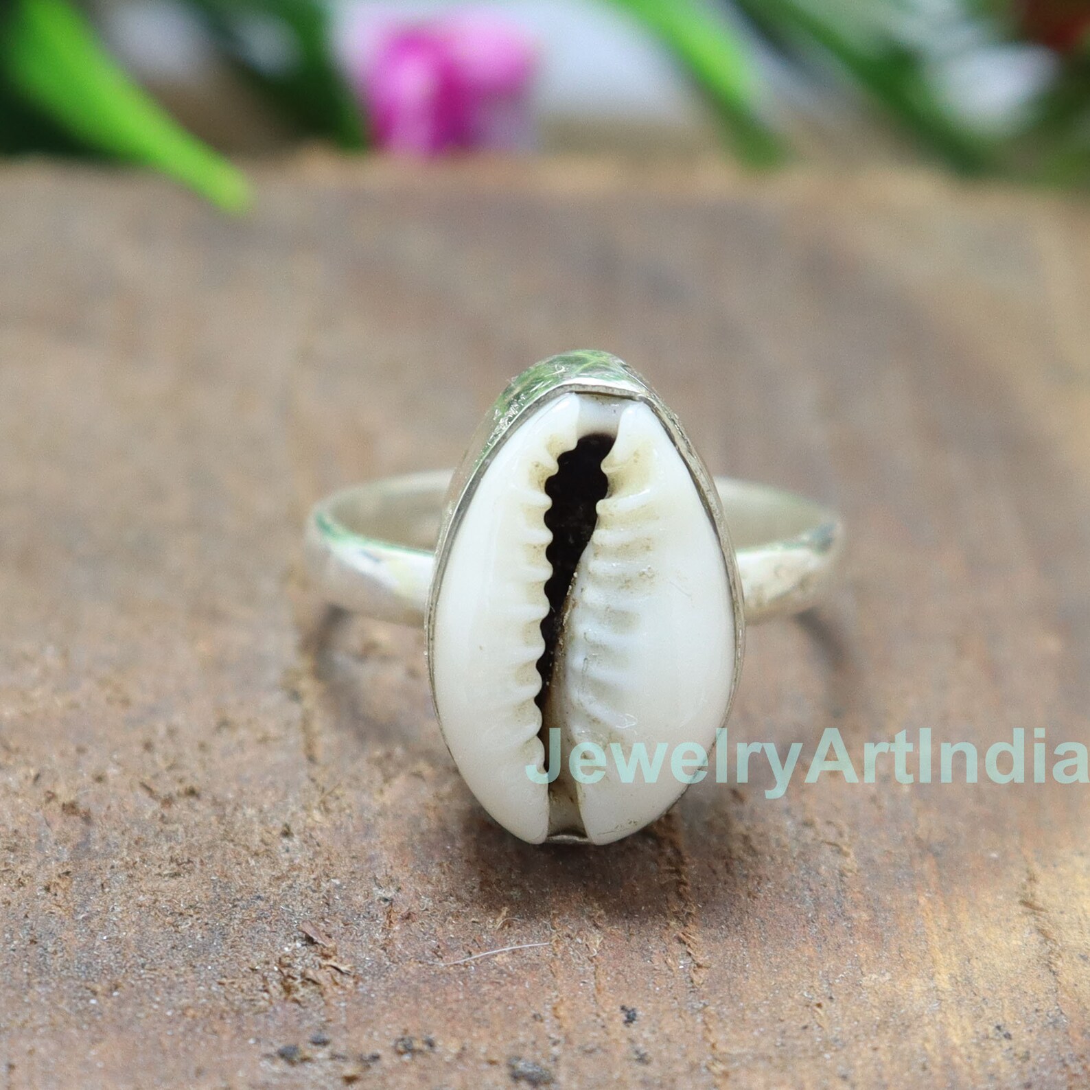 Shell 925 Ring Cowrie Shell 925 Sterling Silver Ring, Beach Jewelry - Etsy