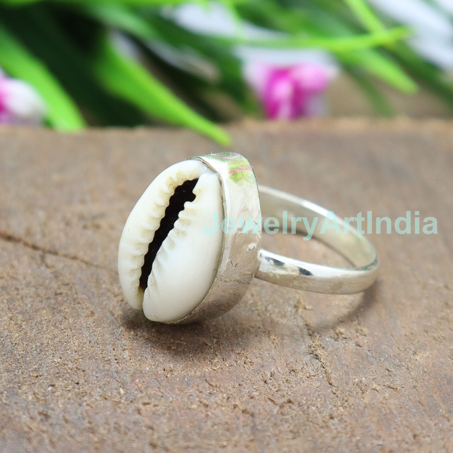 Shell 925 Ring Cowrie Shell 925 Sterling Silver Ring, Beach Jewelry - Etsy