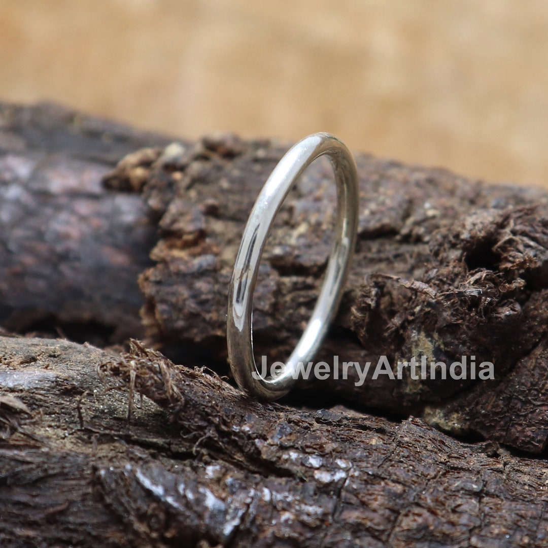 Handmade 925 Sterling Silver 1.5mm Stacking Ring, Stackable Plain ...