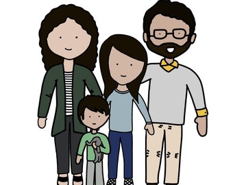 Custom Cartoon Family Portrait - Etsy UK Custom Cartoon Family Portrait - Etsy UK