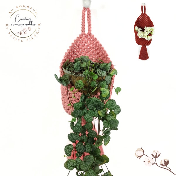 Panier à suspendre pour rangement ou plante en macramé