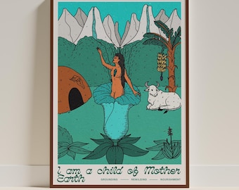 Kind der Mutter Erde - Altarbild, Göttin, Affirmation, Selbstliebe, spirituelle Wanddekoration