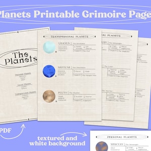 Astrology Planets Printable - 4 pages for BOS and Grimoire