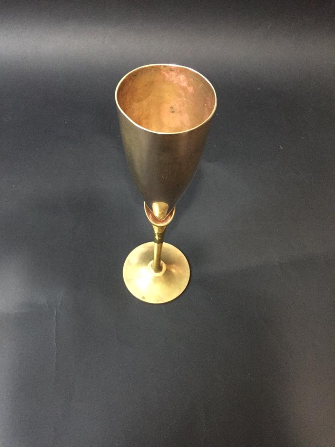 Vintage brass wine drinking goblet Solid cup gold color Etsy