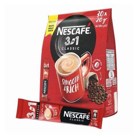 Nestle Nescafe Classic 3 In1 Smooth and Rich Sachets 30 Sticks 20 Grams  Each 