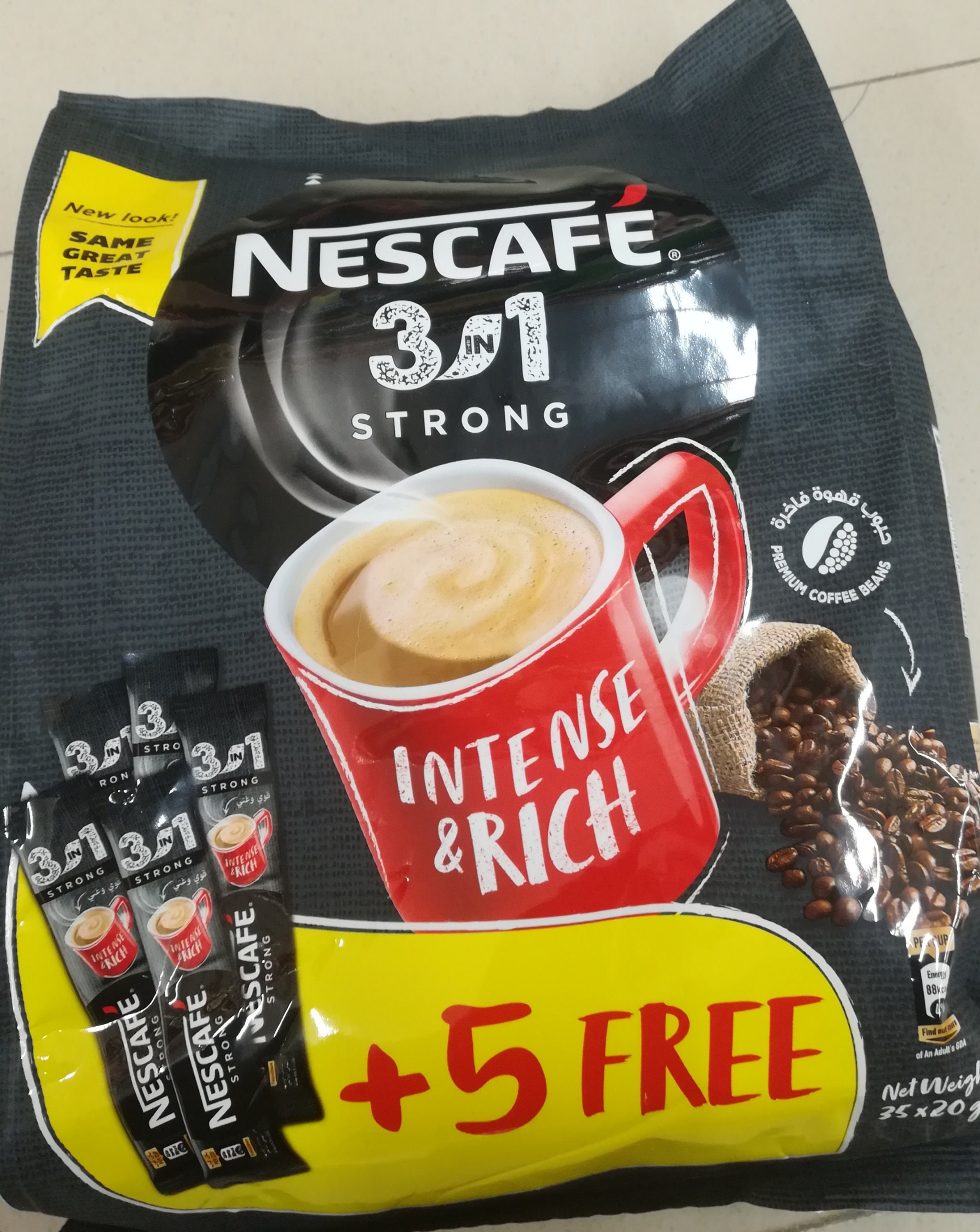 Nestle Nescafe 3 in 1 Intense and Rich Sachets 35 Sticks 20 Grams Each