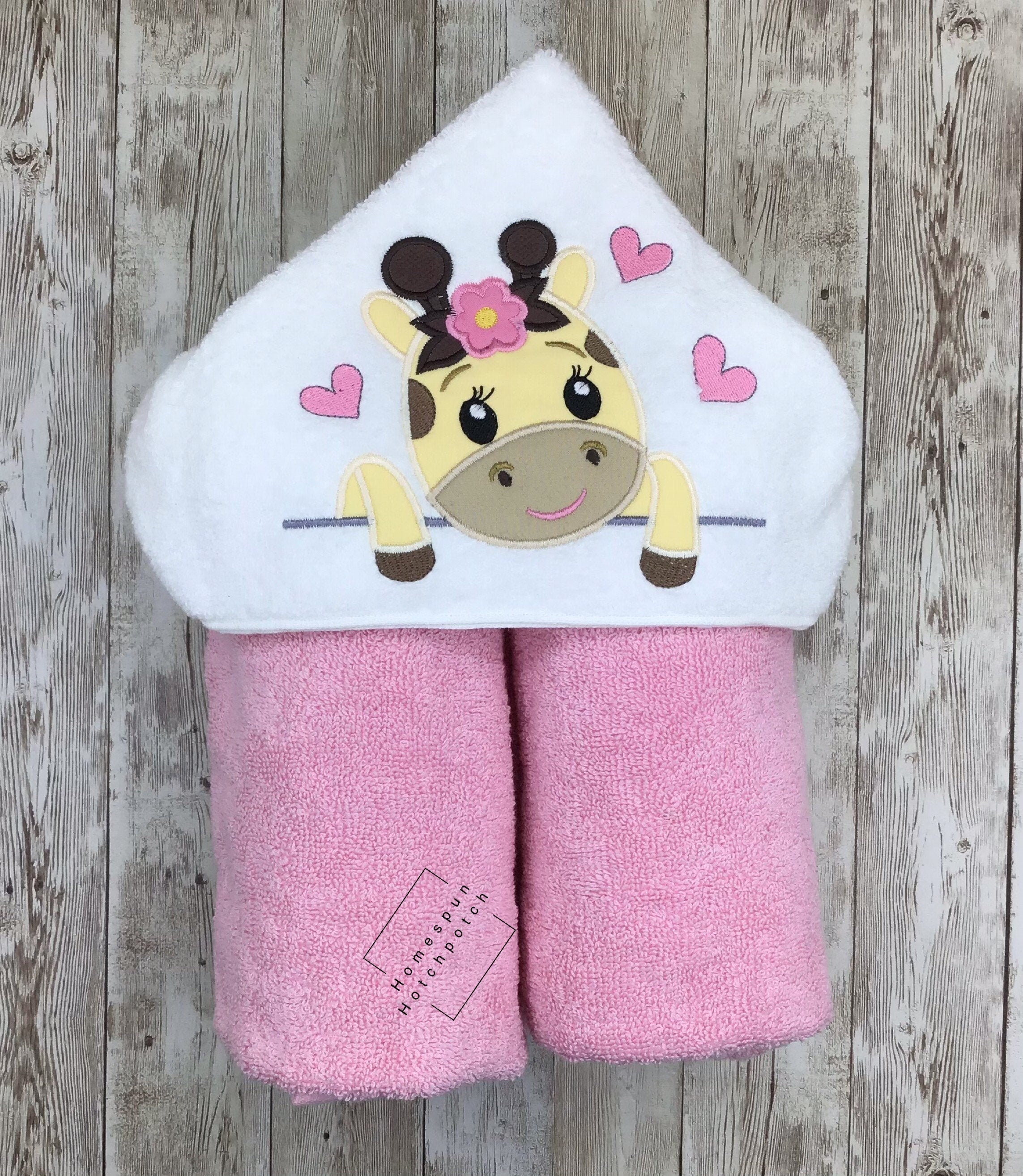 Peeking Giraffe Hooded Towel Girls Gift Bath Towel Kids Etsy