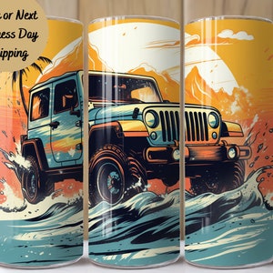 Off Roader Tumbler, Tumbler Cup, 20oz Stainless Steel Cup with Metal Straw, Lid, and Straw Cleaner, Coffee Mug