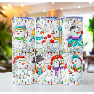 Cute Snowman Tumbler, Tumbler Cup, 20oz Stainless Steel Cup with Metal Straw, Lid, and Straw Cleaner, Coffee Mug