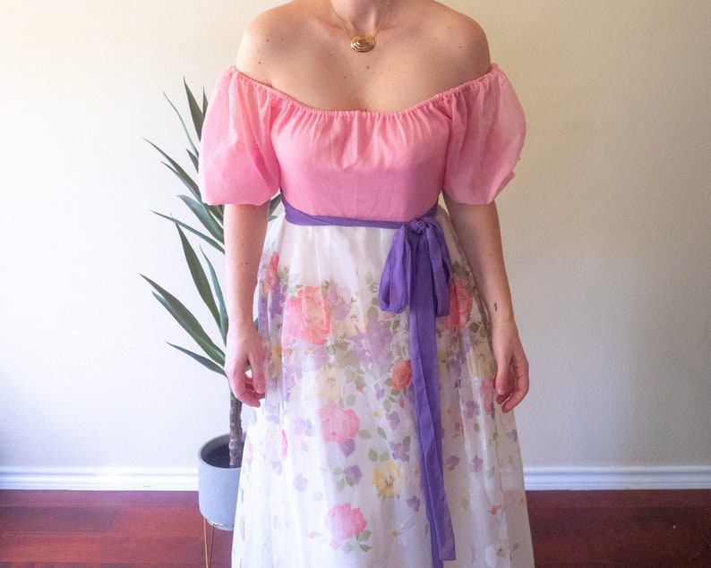 Easter Floral Pink and Purple Maxi Dress