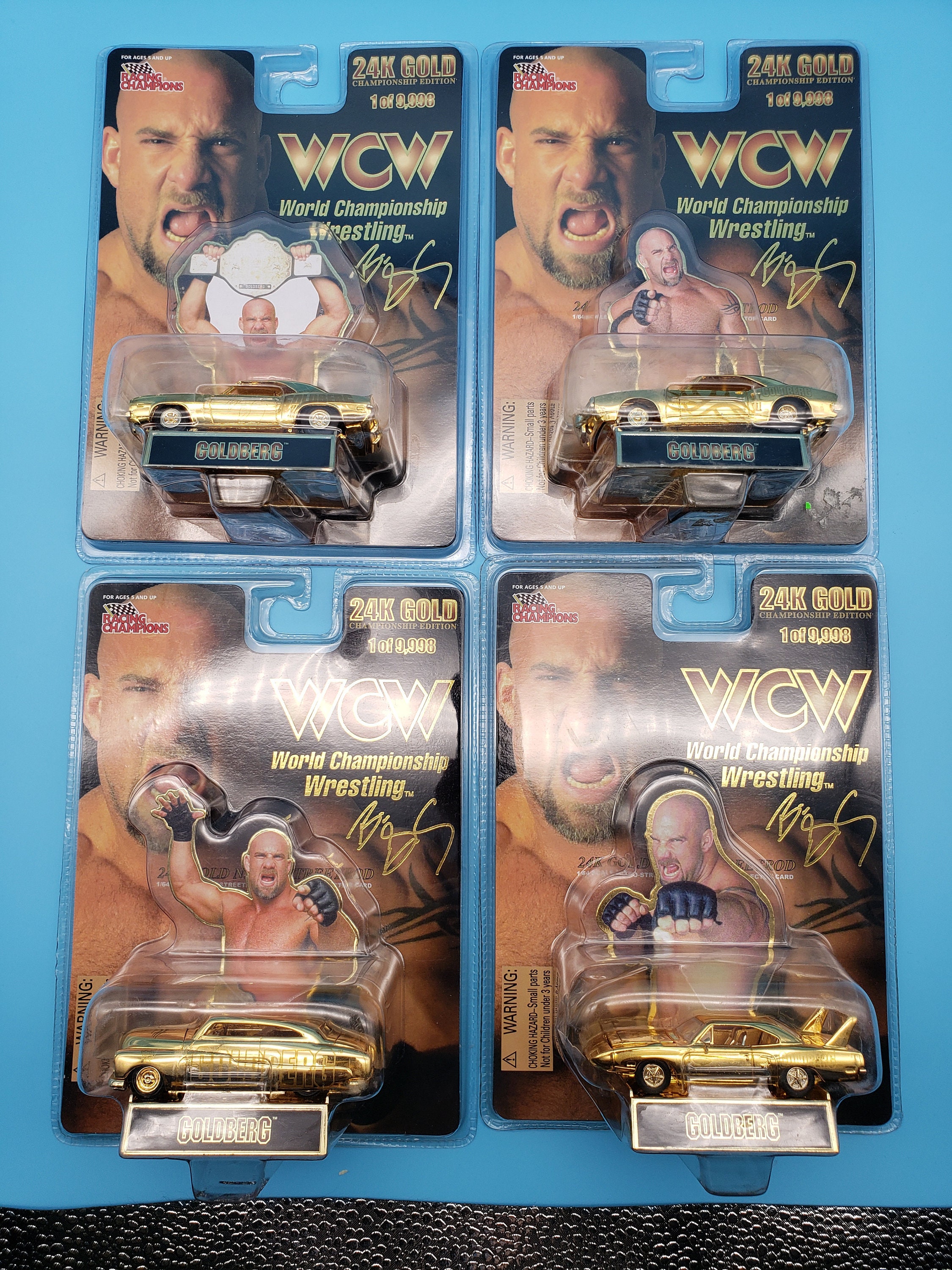 Goldberg WCW 24K Gold Championship Edition (lot of 4) 1/64 Scale