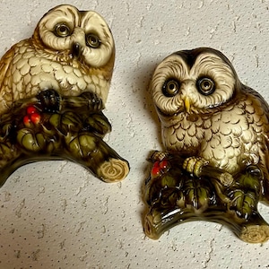 Owl figurine vintage bisque owl figurines wall decor vintage decor vintage gifts owl decor hollow owl pottery vintage birds nature woodland