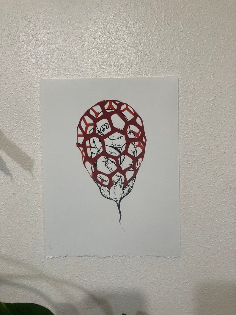 Red Cage Fugus Fetus Screenprint