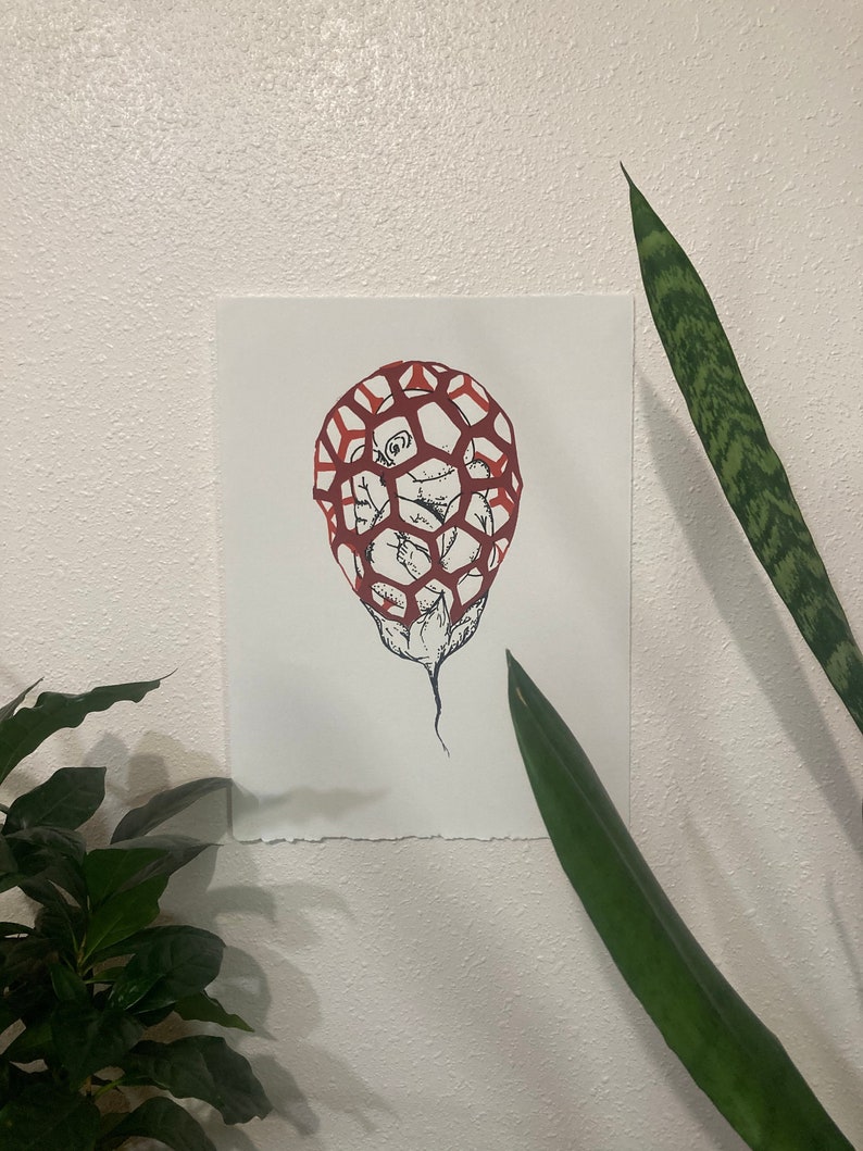 Red Cage Fugus Fetus Screenprint