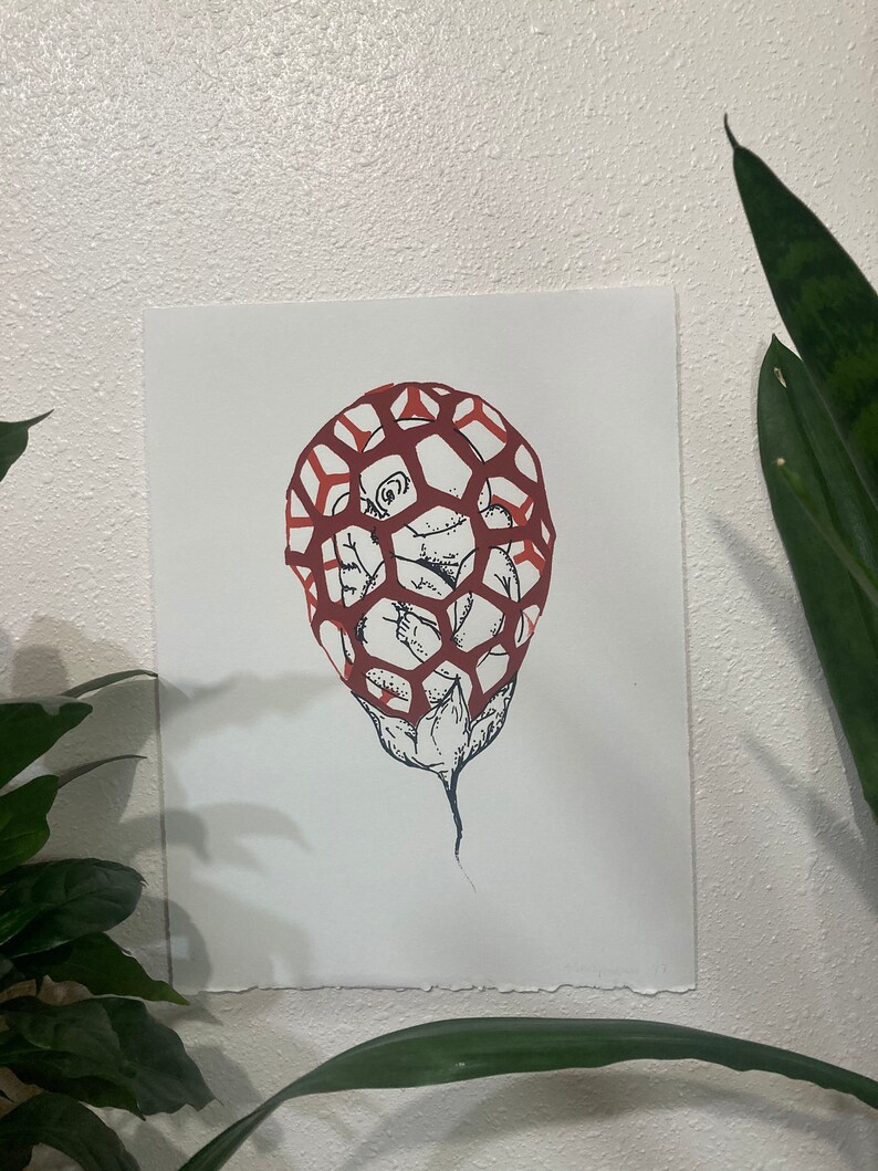 Red Cage Fugus Fetus Screenprint