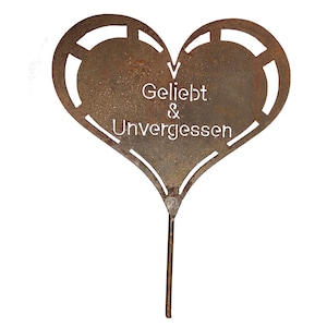Edelrost Grave Heart Grave Decoration Memorial Stone Mourning Heart Heart Saying for Grave Loved&Unforgotten