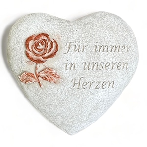 Grabherz Grabschmuck Grab Herz Spruch - Für immer in unseren Herzen - ca.500g Rose Rost