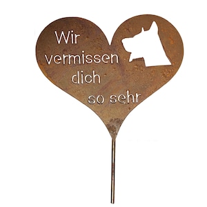 Edelrost Grave Heart Grave Decoration Memorial Stone Mourning Heart Heart Saying for Grave Animal Grave Dog