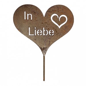Edelrost Grave Heart Grave Decoration Memorial Stone Mourning Heart Heart Saying for Grave- In Love