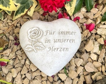 Grave heart grave decoration grave heart saying - Forever in our hearts - approx. 500g