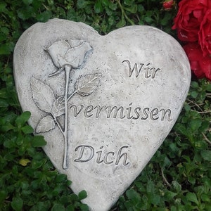 Grabschmuck Stein mit Rose Wir vermissen Dich Grabdeko  Art.5449 