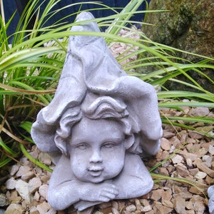 Stone figure elf garden figure figure cast stone frost-proof decorative figure garden decoration head leaf