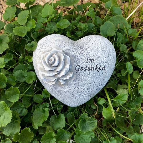 Grabschmuck Herz Mit Poly-Rose & Keramik - Wetterfeste, Langhaltende Dekoration Von CreaFlor Home (15x15x12 Cm)
