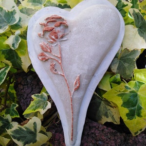 3D grave heart with rose grave decoration decorative heart decoration mourning heart white asym.