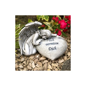 Angel memorial stone grave heart grave decoration grave decoration - I miss you -