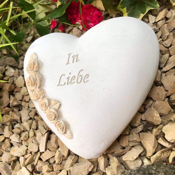 XXL Grave Heart Saying Grave Decoration Grave Heart - In Love - about 1200g Rose Vine Sand