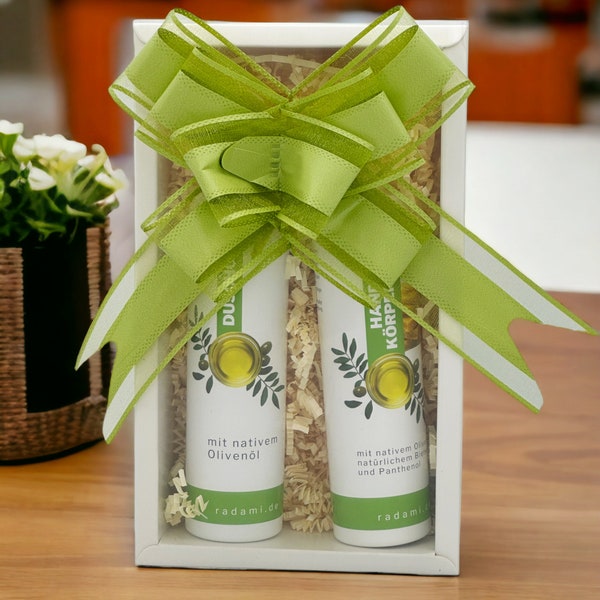49,98 EUR/l Körperpflege Geschenk Set Box Geschenkbox mit nativem Olivenöl Körpercreme / Duschgel