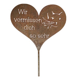 Edelrost Grave Heart Grave Decoration Memorial Stone Mourning Heart Heart Saying for Grave Cat