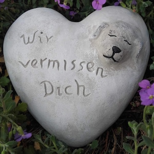 Grave heart dog saying - We miss you - grave decoration decorative heart cast stone heart 071